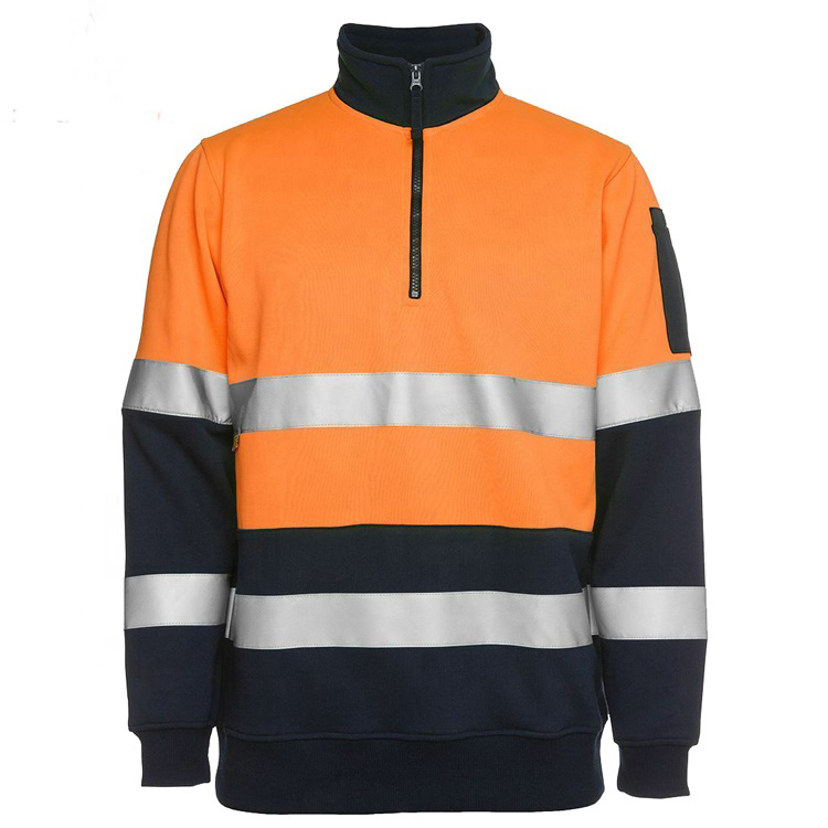 Stand up collar reflective safety fleece jacket