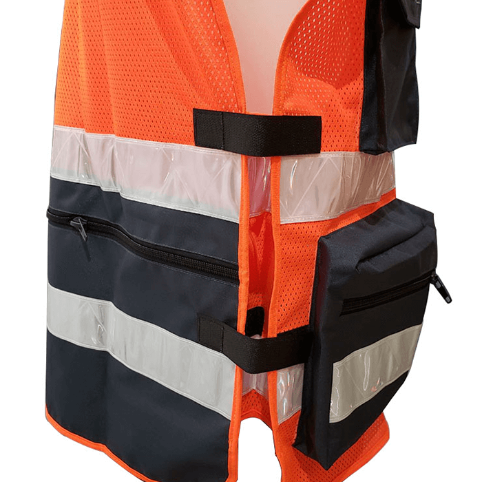100% Polyester Breathable Mesh Multi Pockets Public Worker Road Security Protective Reflective Safety Vest