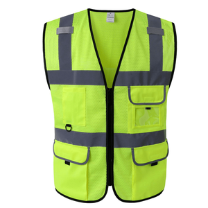 High Visibility Mesh safety Vest with pockets and zipper