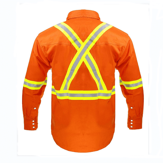 Reflective X in back high visibility tape long sleeve safety shirt
