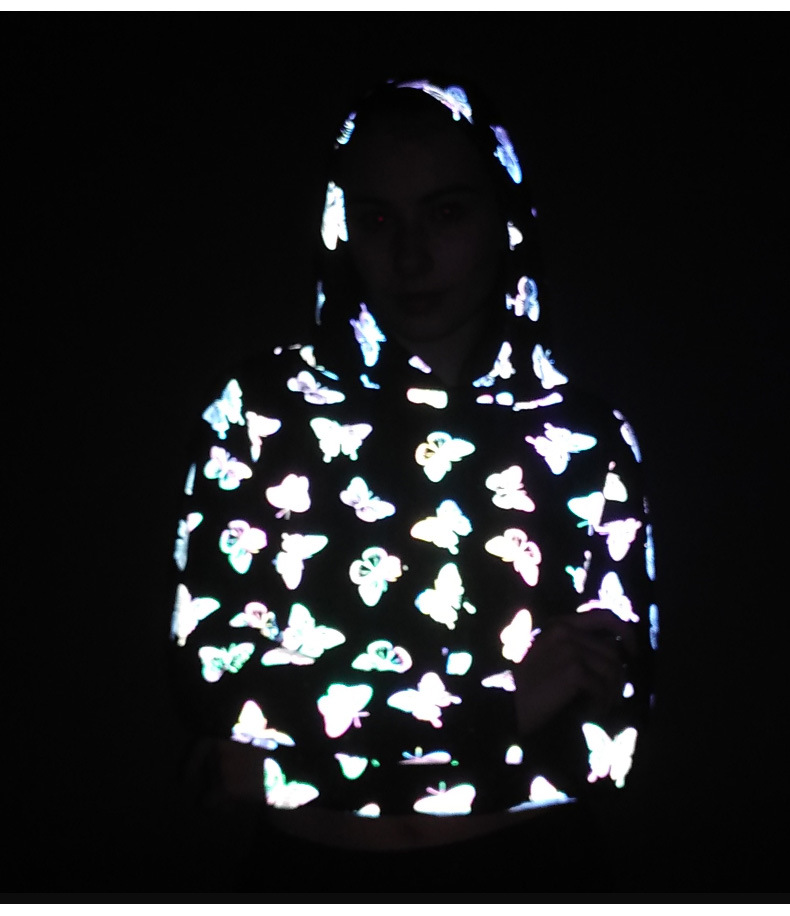 2022 Spring and summer women butterfly reflective hoodie