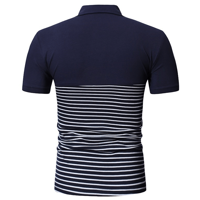 100% Cotton Men Short Sleeve Stripe Polo Shirt